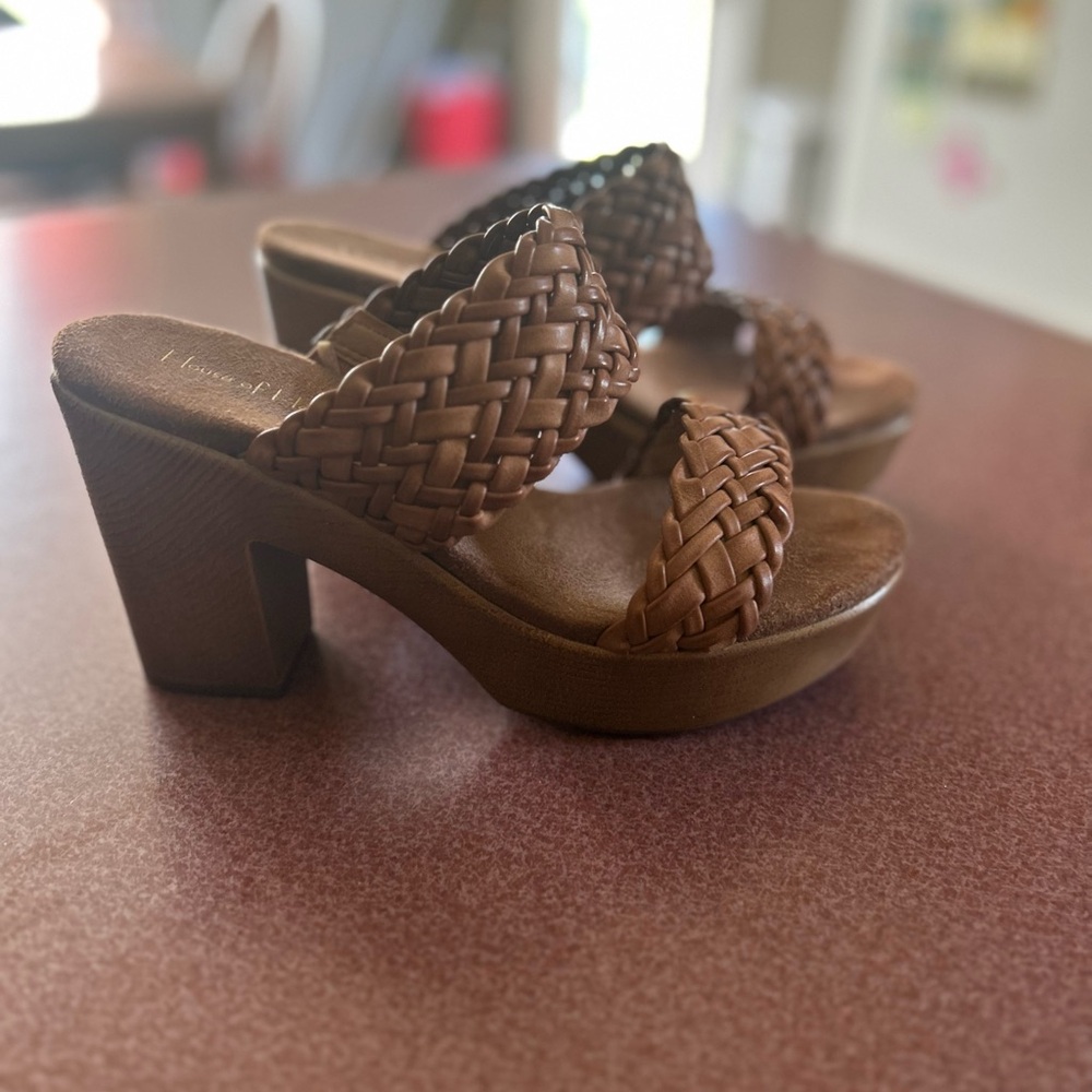 Women's Brown Woven Platform Sandals